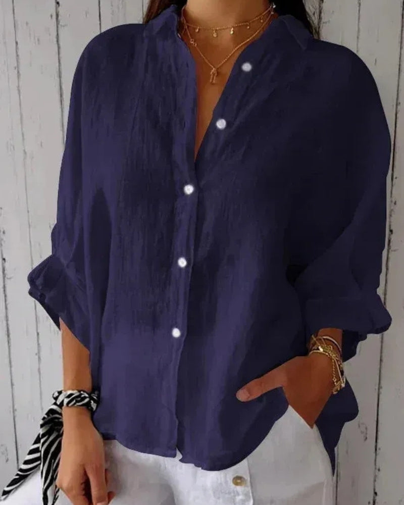 Women’s Lightweight Casual Shirt – Relaxed Roll-Sleeve Button-Up for Travel and Everyday Wear