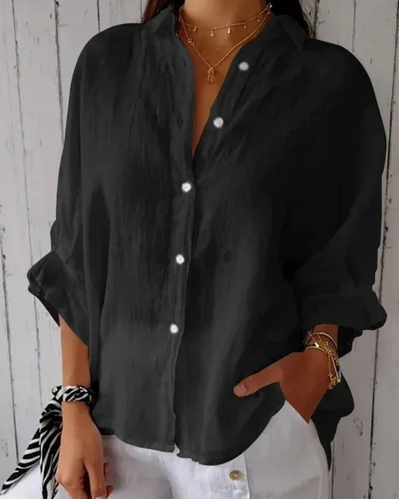 Women’s Lightweight Casual Shirt – Relaxed Roll-Sleeve Button-Up for Travel and Everyday Wear