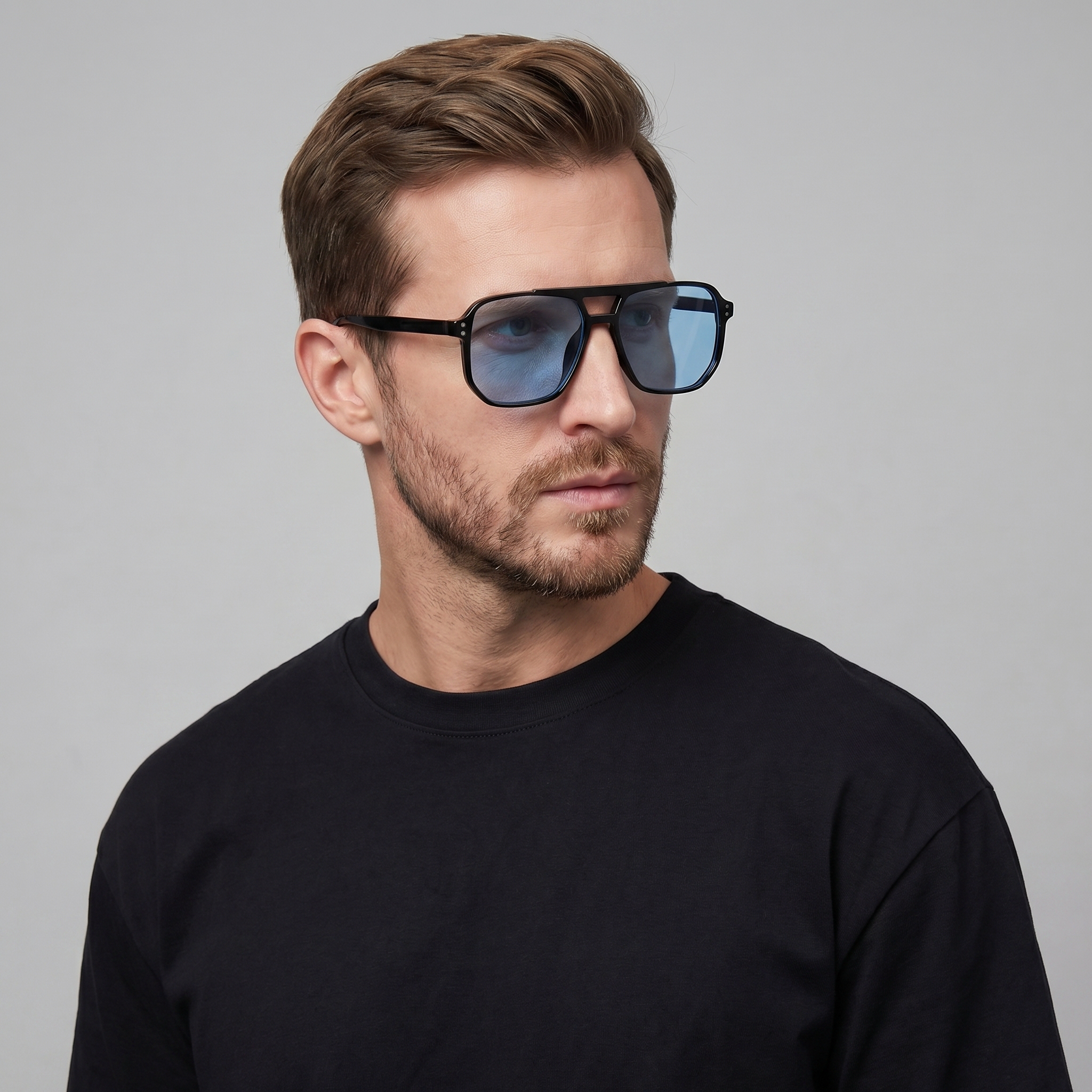 Ochelari de soare pentru bărbați cu ramă pătrată, inspirați retro, moderni pentru activități în aer liber