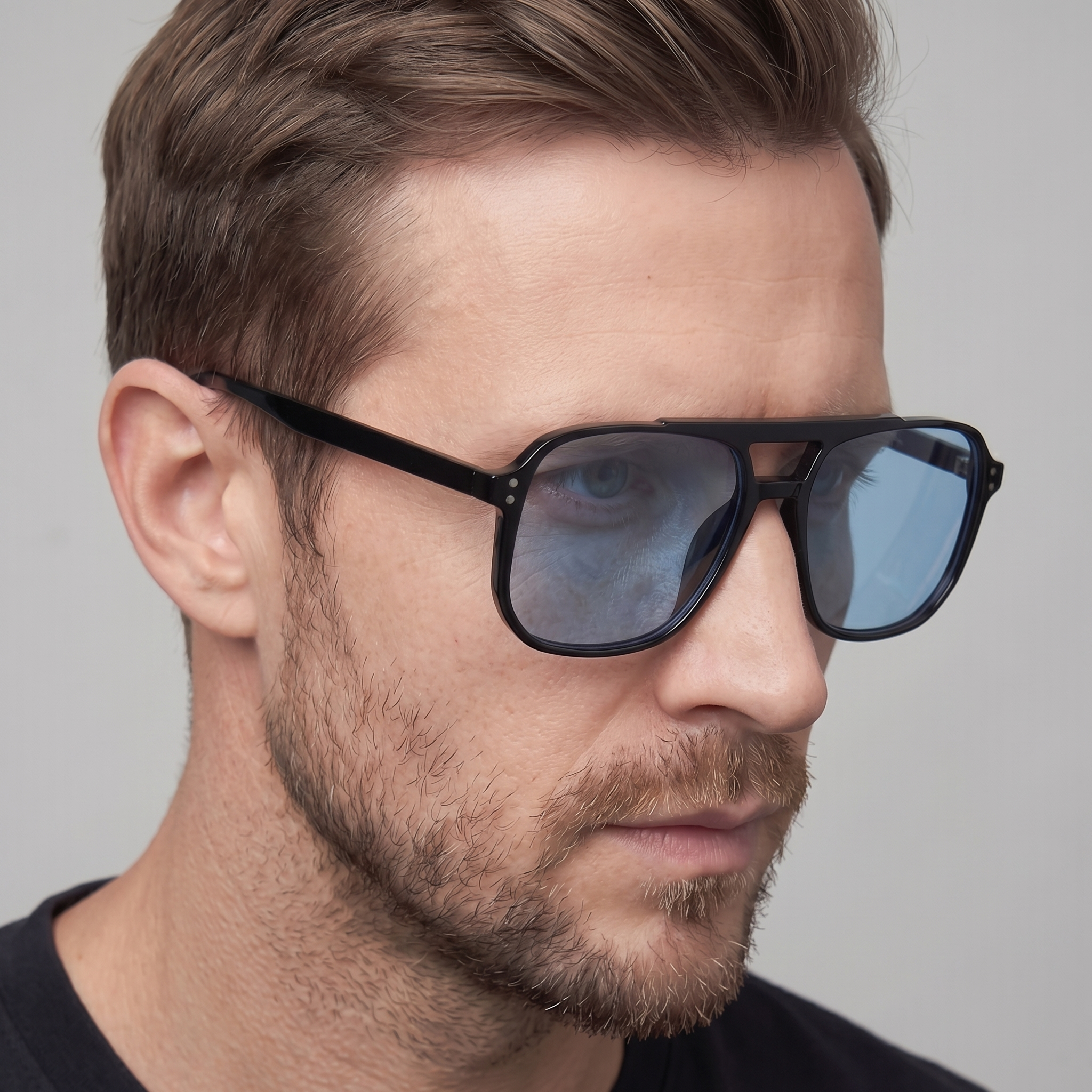 Ochelari de soare pentru bărbați cu ramă pătrată, inspirați retro, moderni pentru activități în aer liber