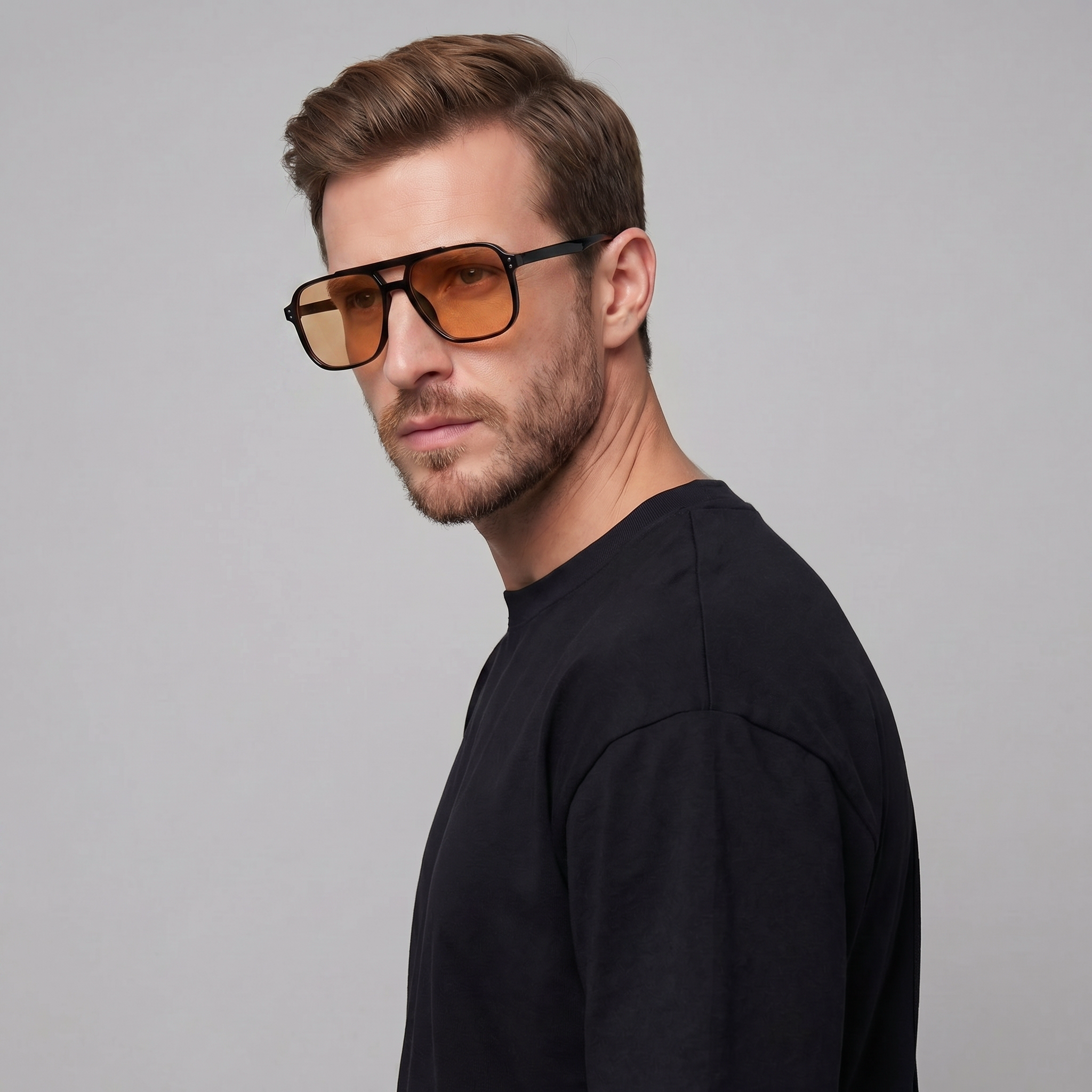 Ochelari de soare pentru bărbați cu ramă pătrată, inspirați retro, moderni pentru activități în aer liber