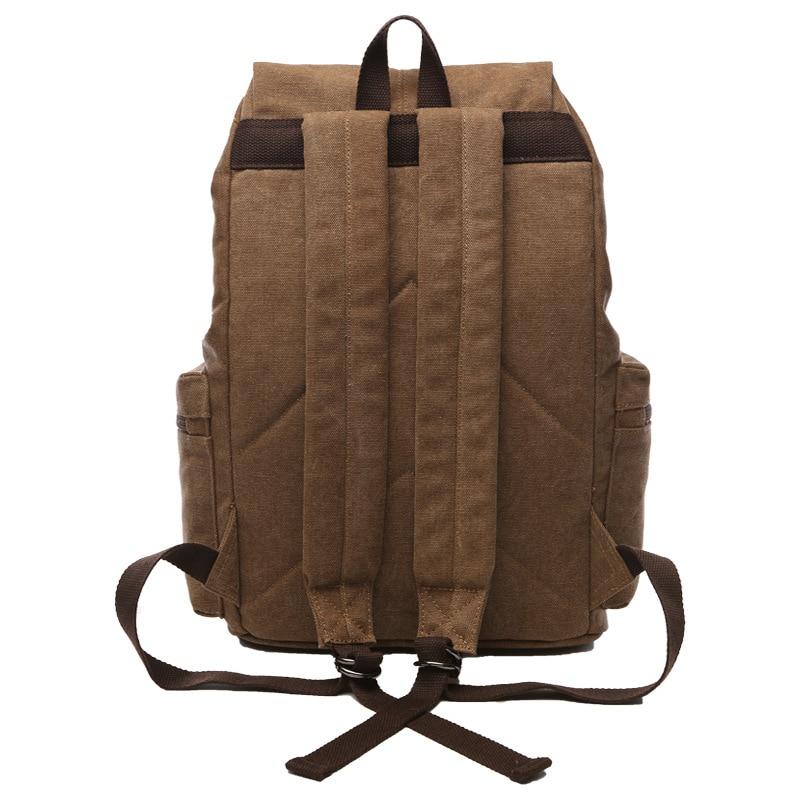 Women’s Vintage Canvas Drawstring Backpack – Buckle-Strap Multi-Pocket Rucksack for Work Travel and College