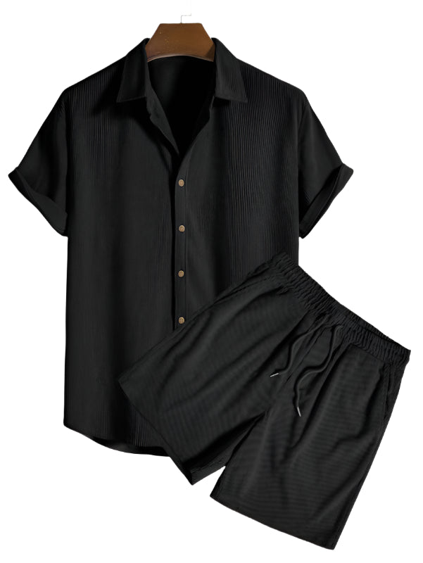 Conjunto minimalista de verano para hombre Camisa de manga corta y pantalones cortos Ropa casual ligera y transpirable
