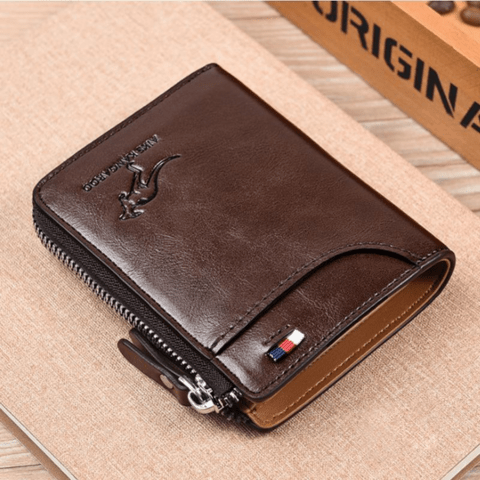 Men’s Leather Zip-Around Wallet – Secure Compact Storage for Everyday Carry