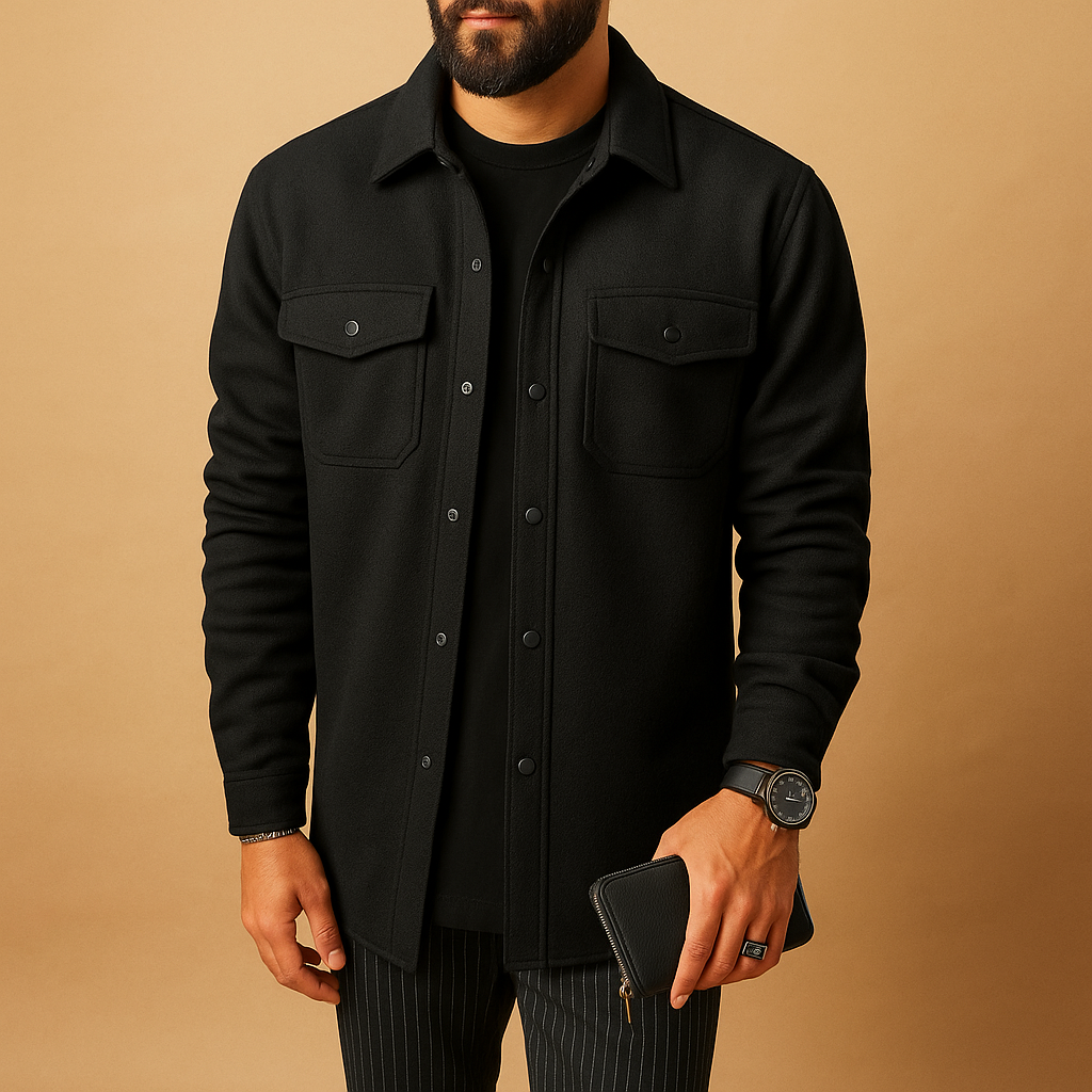 Men’s Flannel Long-Sleeve Shirt – Warm Relaxed Button-Front Layer with Chest Pockets for Smart Casual Weekend and Everyday Autumn Winter Wear