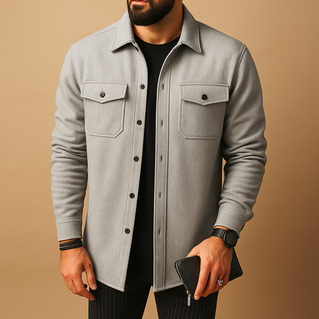 Men’s Flannel Long-Sleeve Shirt – Warm Relaxed Button-Front Layer with Chest Pockets for Smart Casual Weekend and Everyday Autumn Winter Wear