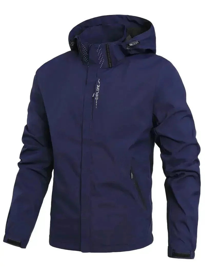 Men’s Lightweight Waterproof Outdoor Jacket – Windproof Hooded Shell for Hiking Fishing Travel and Everyday Wear