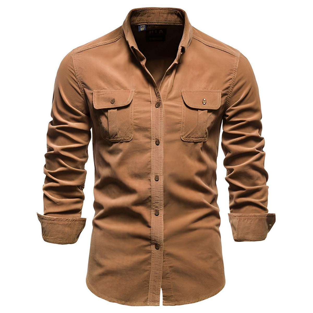 Camicia da lavoro utility da uomo – Sovracamicia a maniche lunghe con bottoni e tasche applicate con patta sul petto per tutti i giorni
