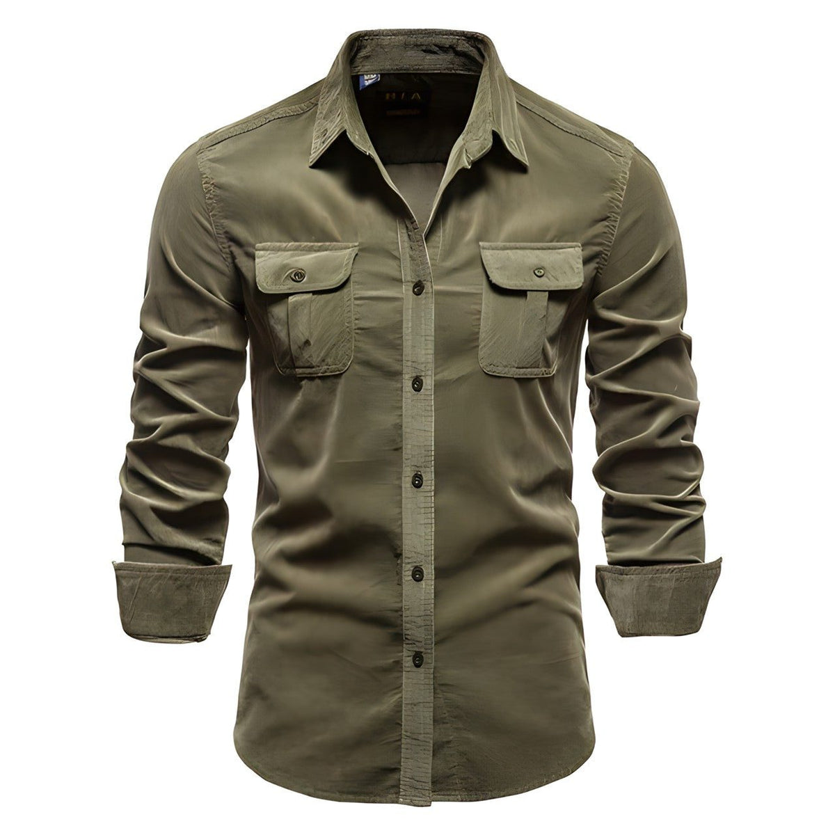 Camicia da lavoro utility da uomo – Sovracamicia a maniche lunghe con bottoni e tasche applicate con patta sul petto per tutti i giorni