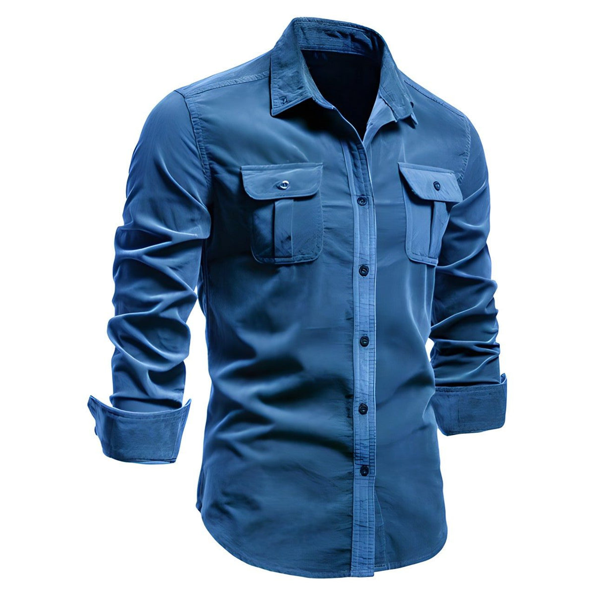Camicia da lavoro utility da uomo – Sovracamicia a maniche lunghe con bottoni e tasche applicate con patta sul petto per tutti i giorni