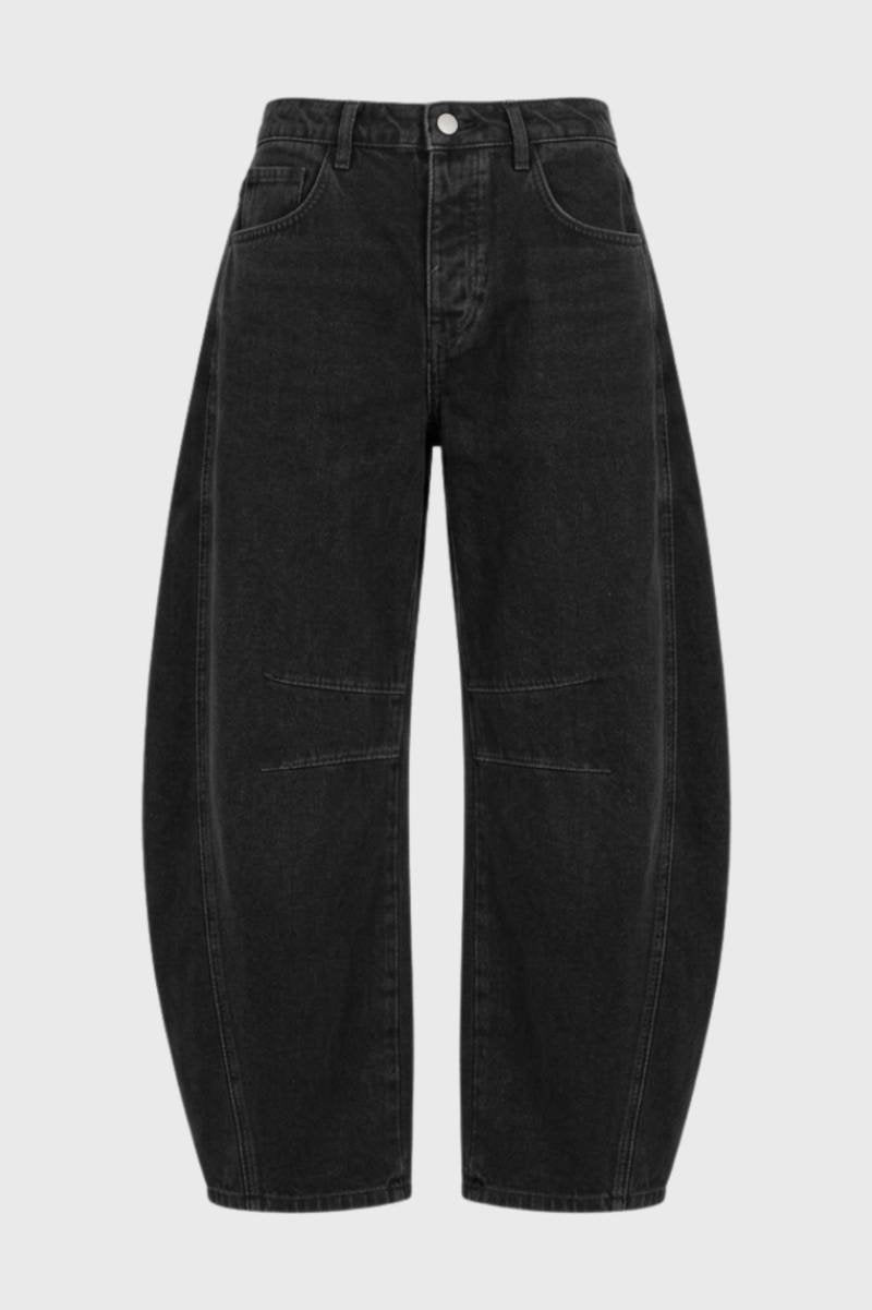 Dámské džíny oversized s balónovým střihem a dekorativními švy