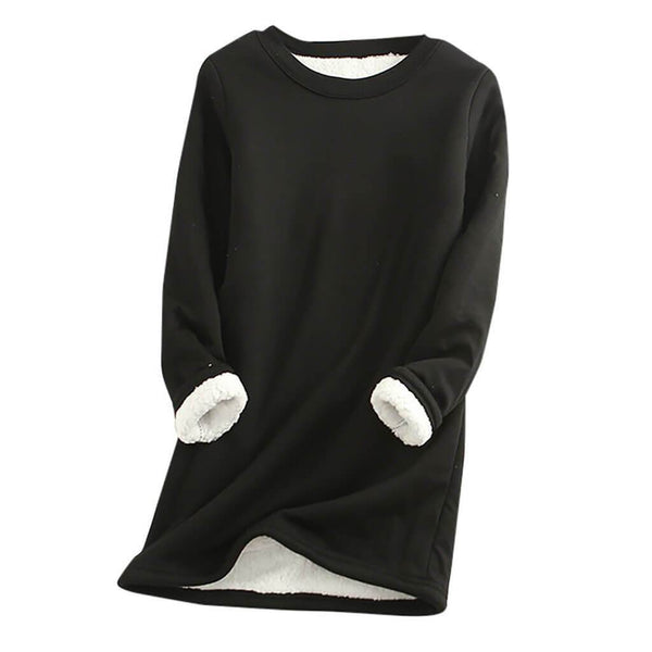 Lang sweatshirt til kvinder i fleece – Blød pullover med rund hals til hyggelig lag-på-lag-stil om efteråret