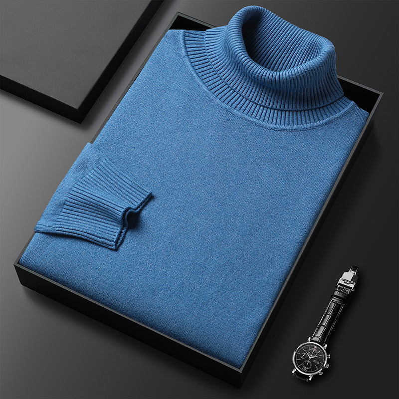 Herre turtleneck sweater i kashmirblanding med raffineret ribstrikket finish