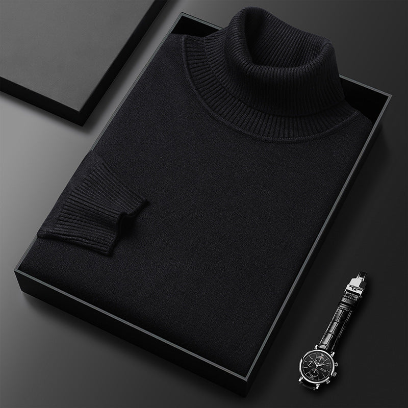 Herre turtleneck sweater i kashmirblanding med raffineret ribstrikket finish