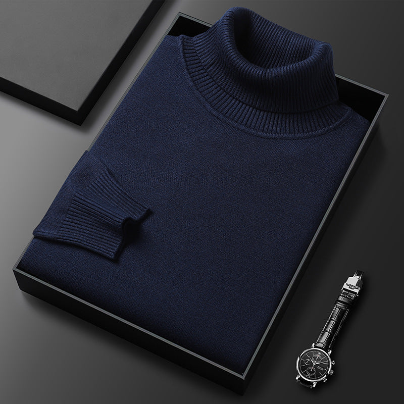 Herre turtleneck sweater i kashmirblanding med raffineret ribstrikket finish