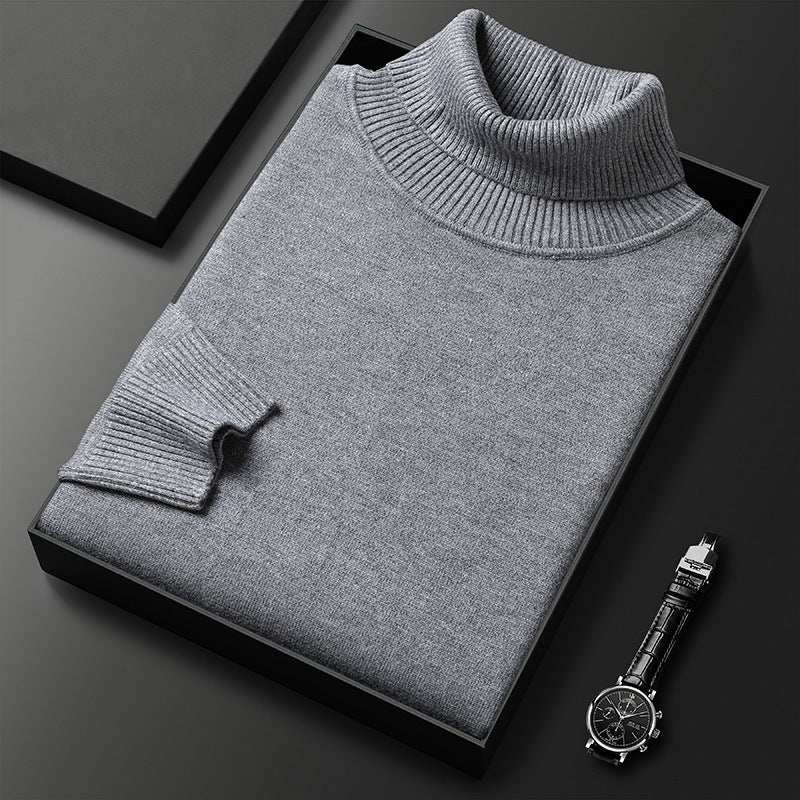 Herre turtleneck sweater i kashmirblanding med raffineret ribstrikket finish