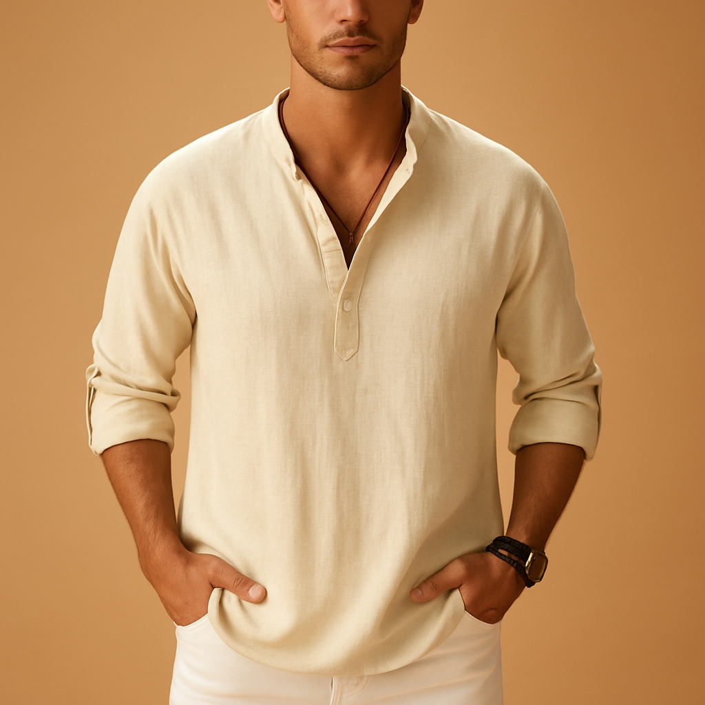 Maglietta da uomo con scollo a V estiva, leggera, traspirante, elegante, a maniche lunghe, casual e smart