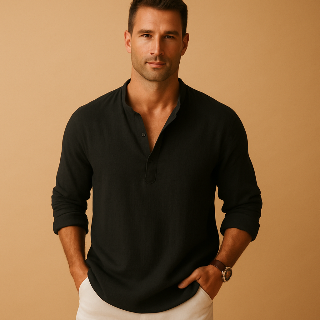 Maglietta da uomo con scollo a V estiva, leggera, traspirante, elegante, a maniche lunghe, casual e smart