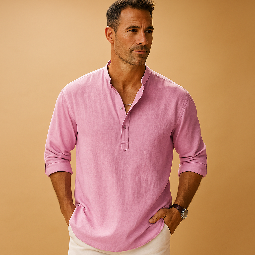 Maglietta da uomo con scollo a V estiva, leggera, traspirante, elegante, a maniche lunghe, casual e smart