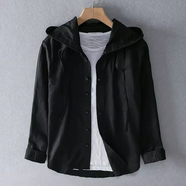 Women's Relaxed Fit Hooded Button Up Shirt with Drawstring Hood – Lightweight Long Sleeve Casual Layer for Spring and Summer